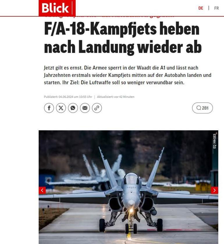 Savaş uçakları otoyola indi Fotoğraflar Avrupanın göbeğinde çekildi, F-18ler kadrajda